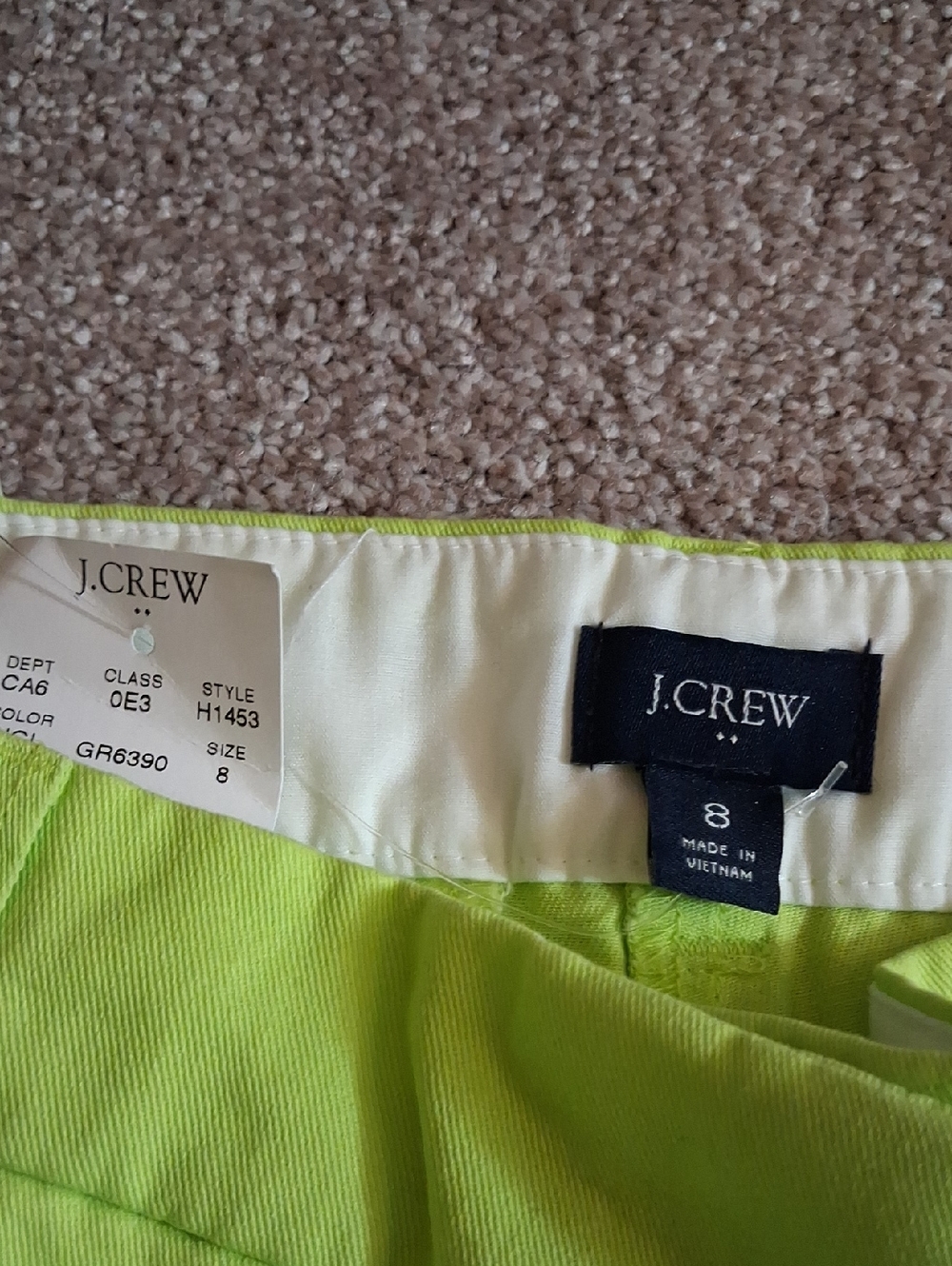 NWT J. Crew Neon Lime Chino Shorts. Bold, Trendy 8 - Picture 2 of 6